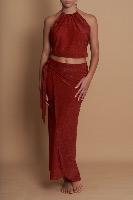 JUPE-  ALIZEE- Terracotta lurex 